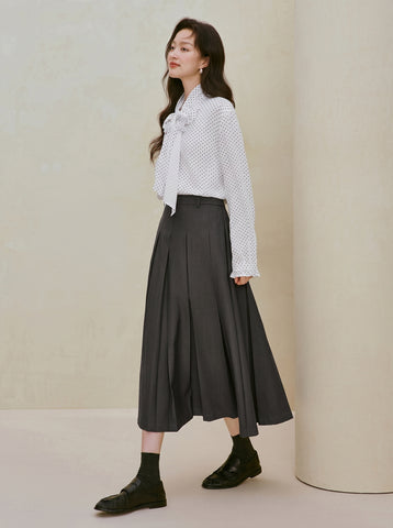 Elegant Polka Dot Tie Neck Blouse