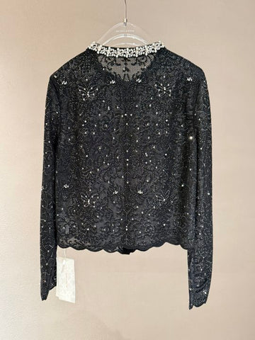 Embellished Shimmer Knit Button Down Cardigan