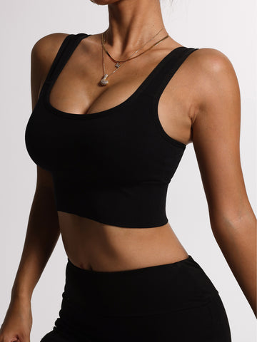 Classic Scoop Neck Slim-Fit Training Sports Bra-Multicolor