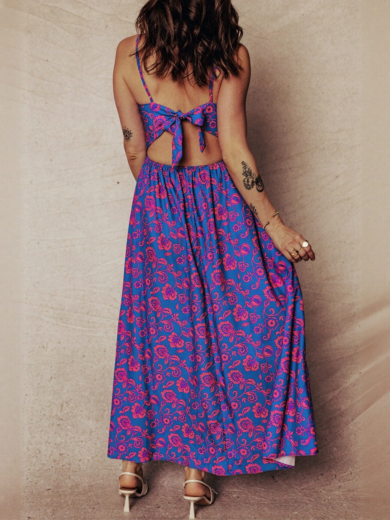 Floral Twist Front Cutout Maxi Dress