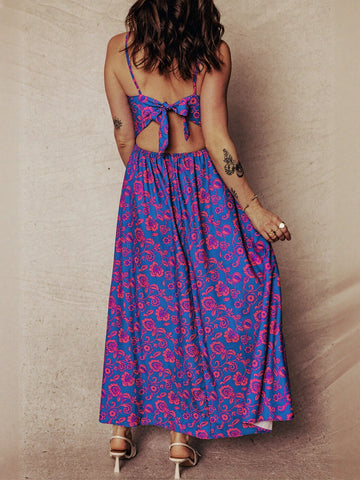 Floral Twist Front Cutout Maxi Dress