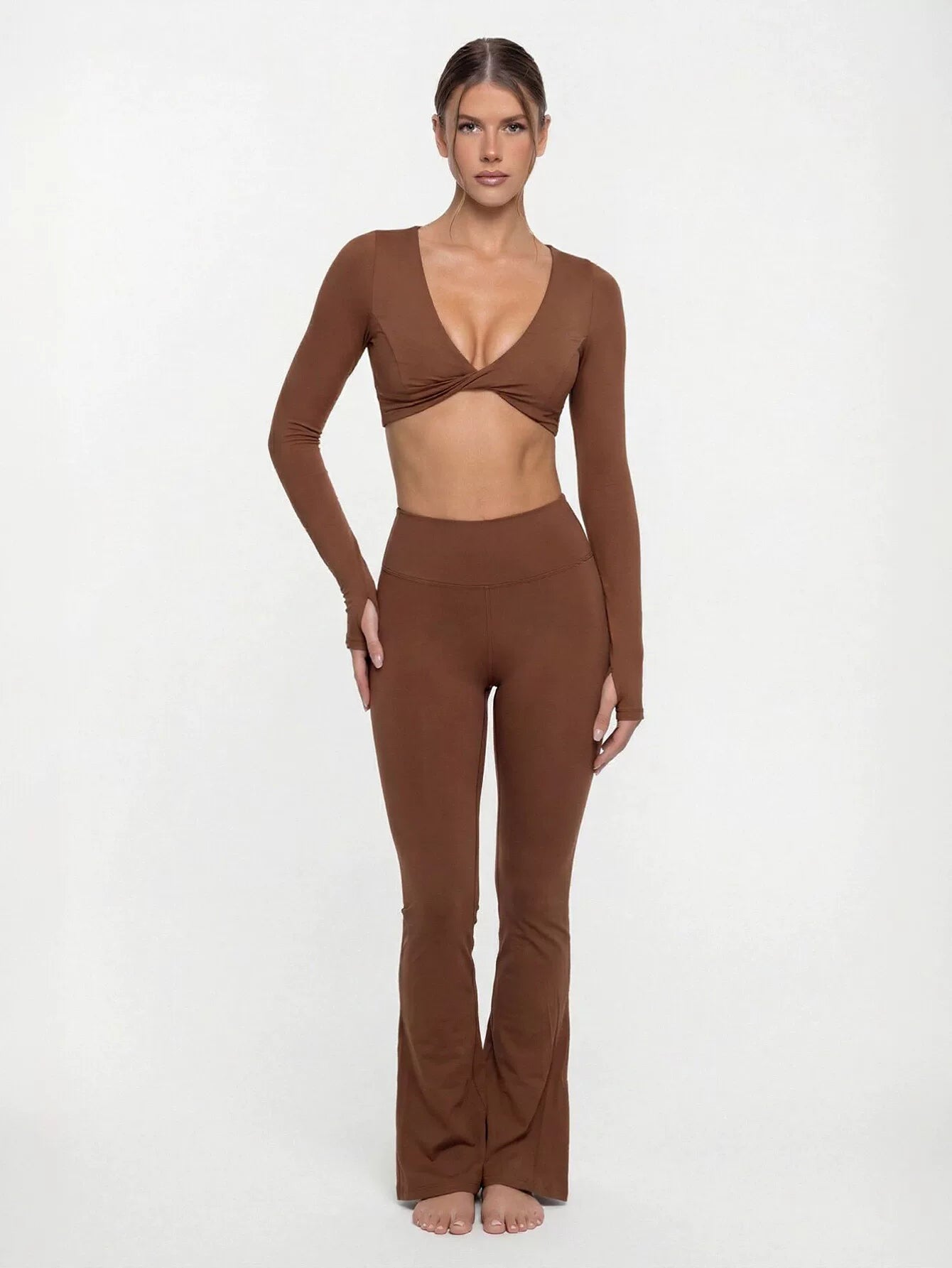 Seamless Twist Crop Flare Legging Set