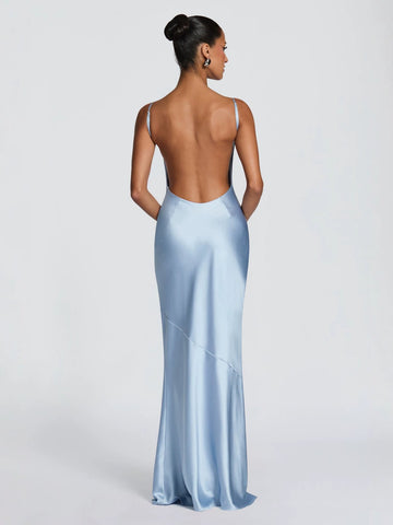 Satin Cowl Neck Maxi Dress