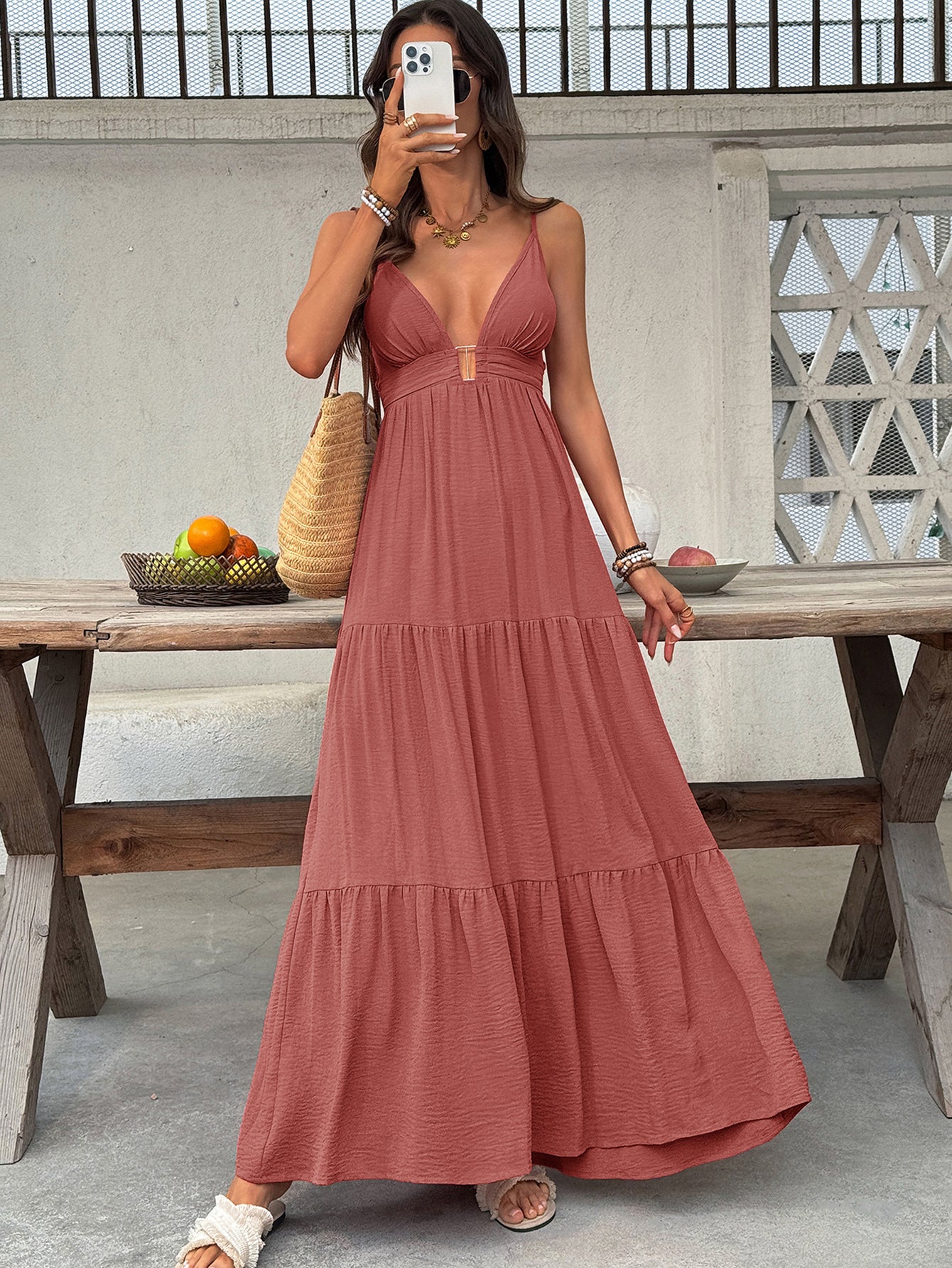 Strapless Side Slit Maxi Dress