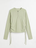 Ruched Zip Up Workout Tee