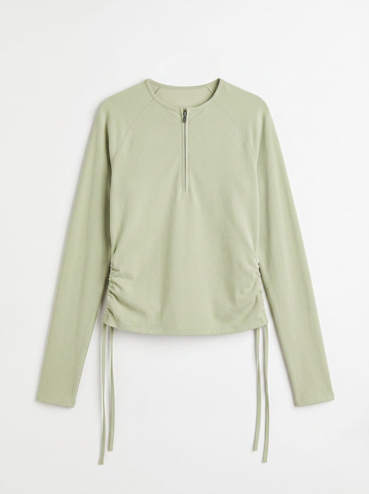 Ruched Zip Up Workout Tee