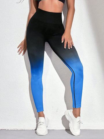 High-Waisted Compression Athletic Leggings-Black
