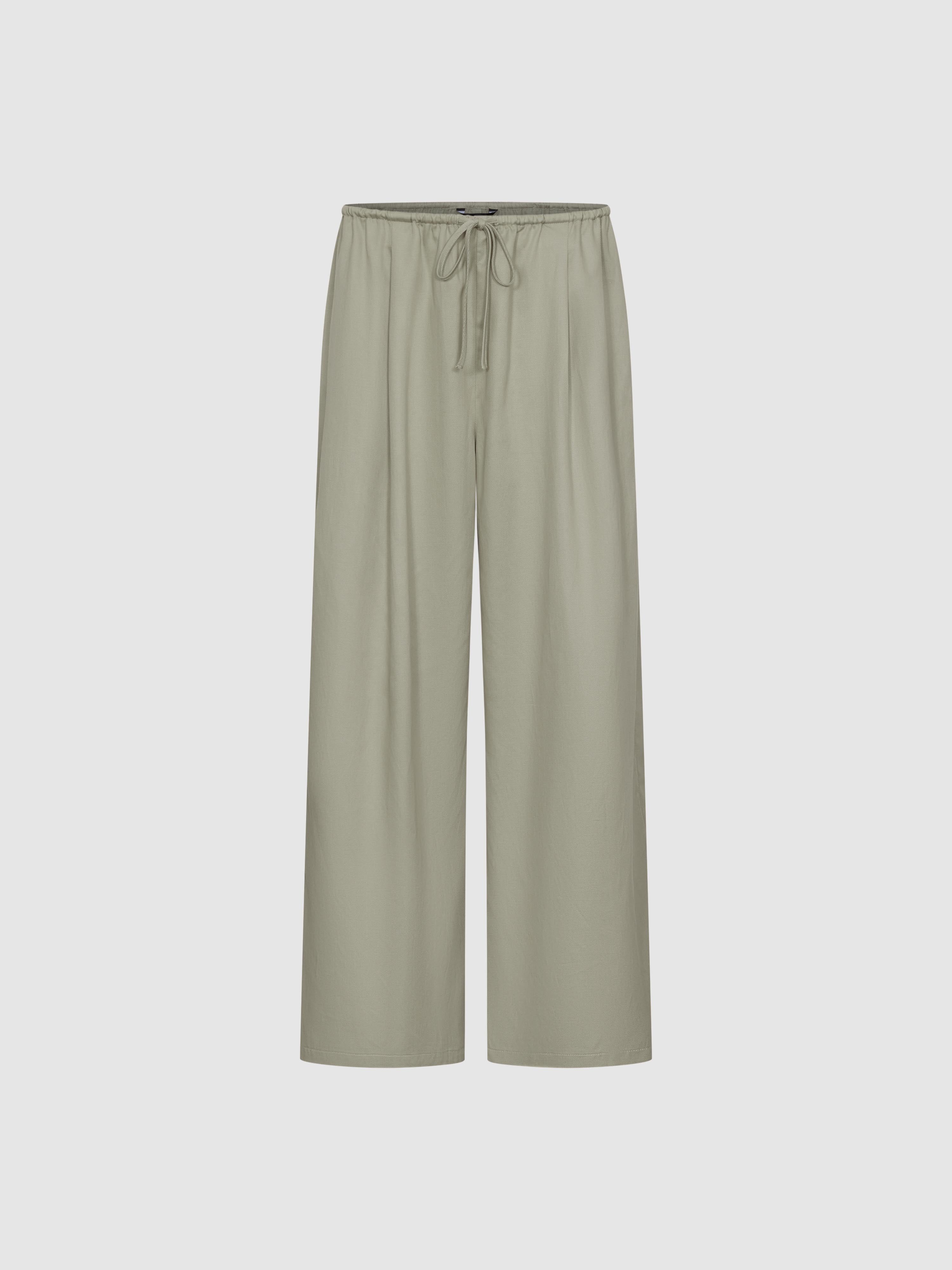 Drawstring Pull On Wide-Leg Pants