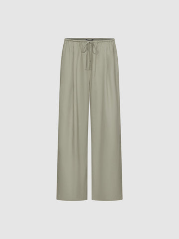 Drawstring Pull On Wide-Leg Pants