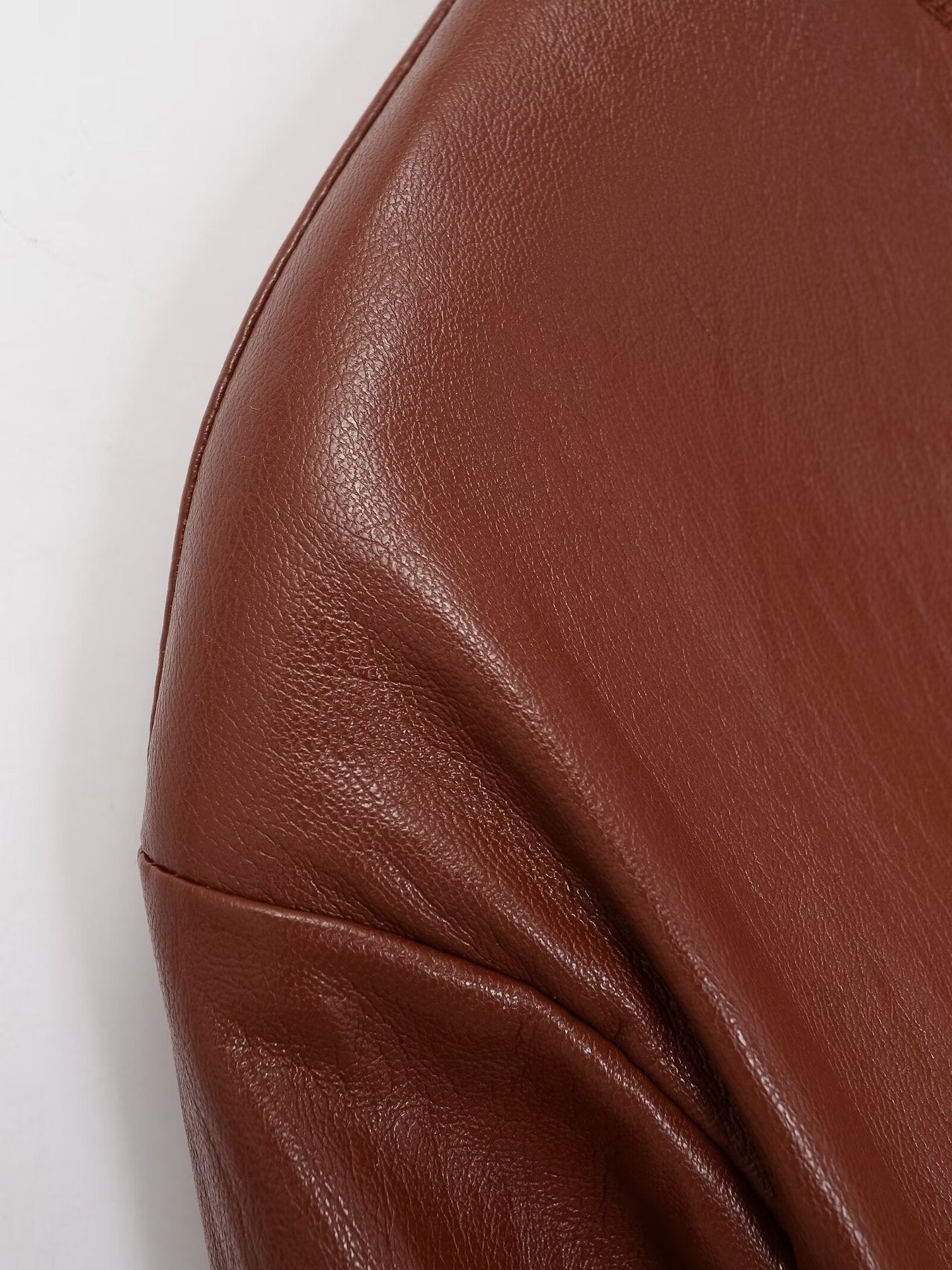 Cropped Faux Leather Bomber Jacket