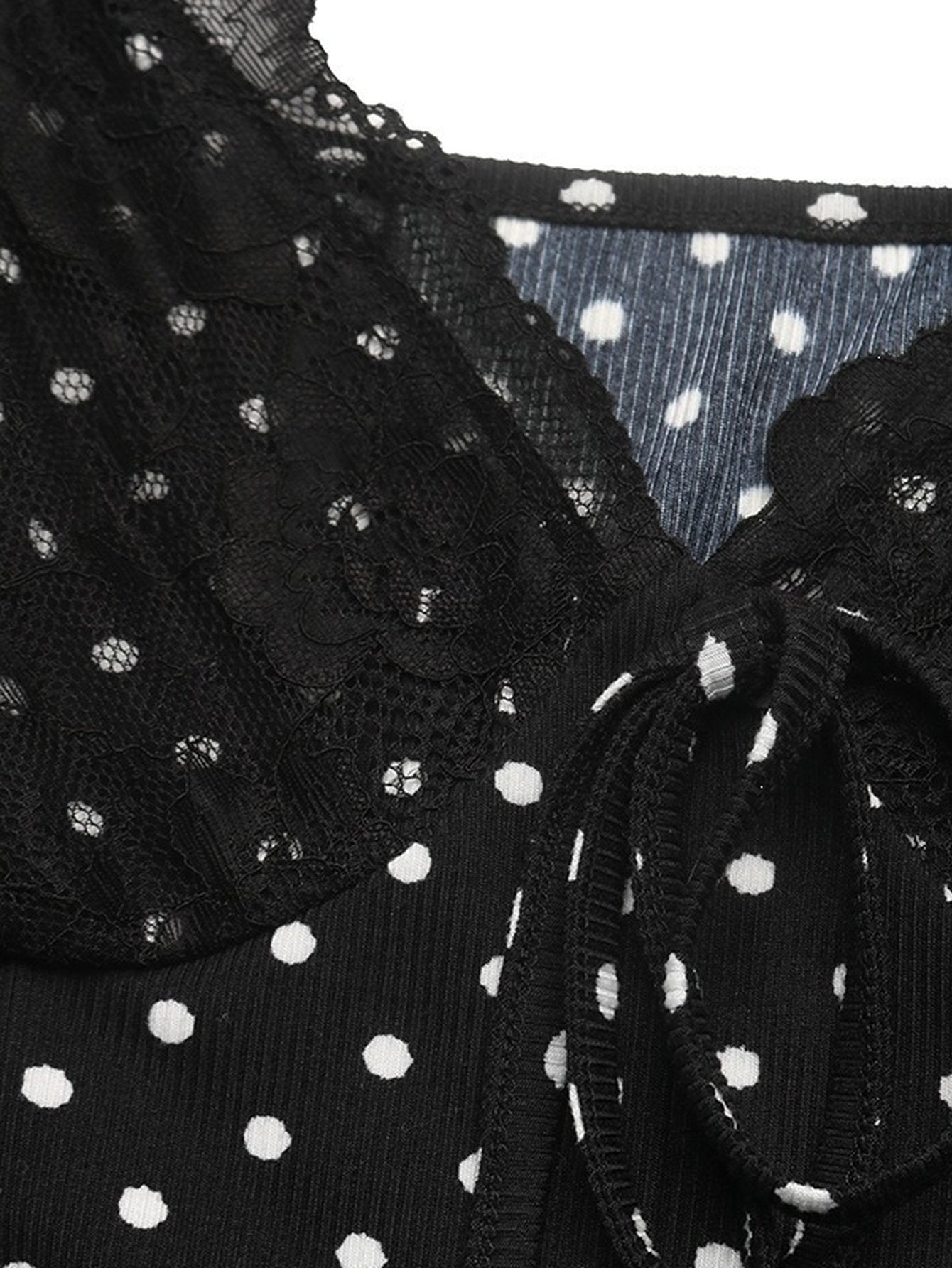 Polka Dot Lace Trim Mini Dress