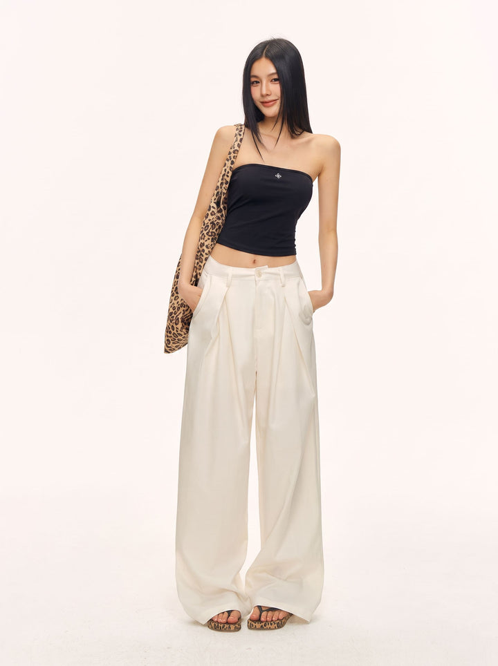 High Waisted Pleated Wide Leg Pants