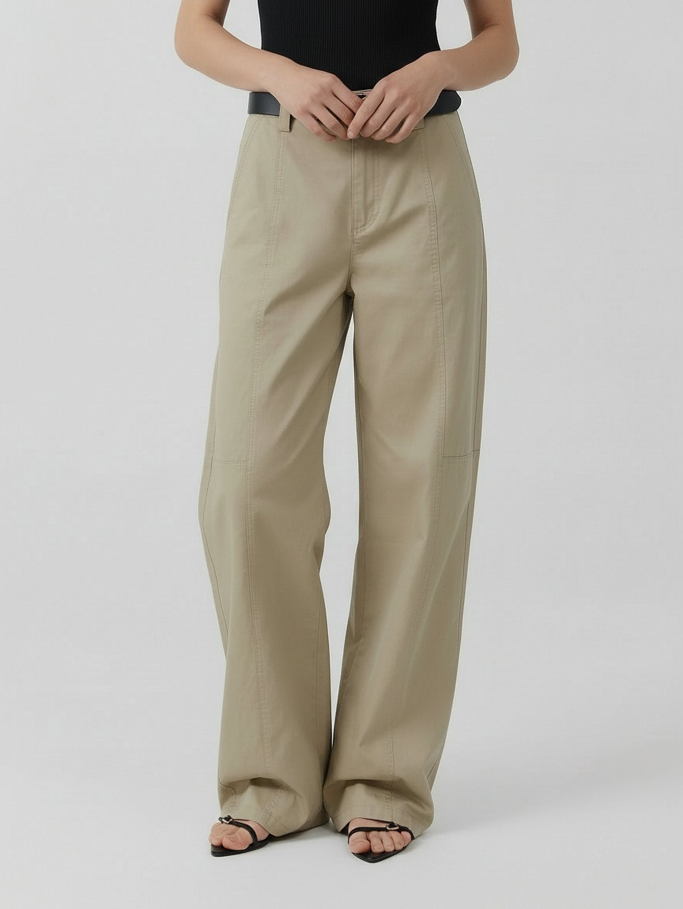 Cotton Barrel Leg Trousers