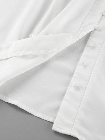 Elegant Balloon Sleeve Button Down Blouse