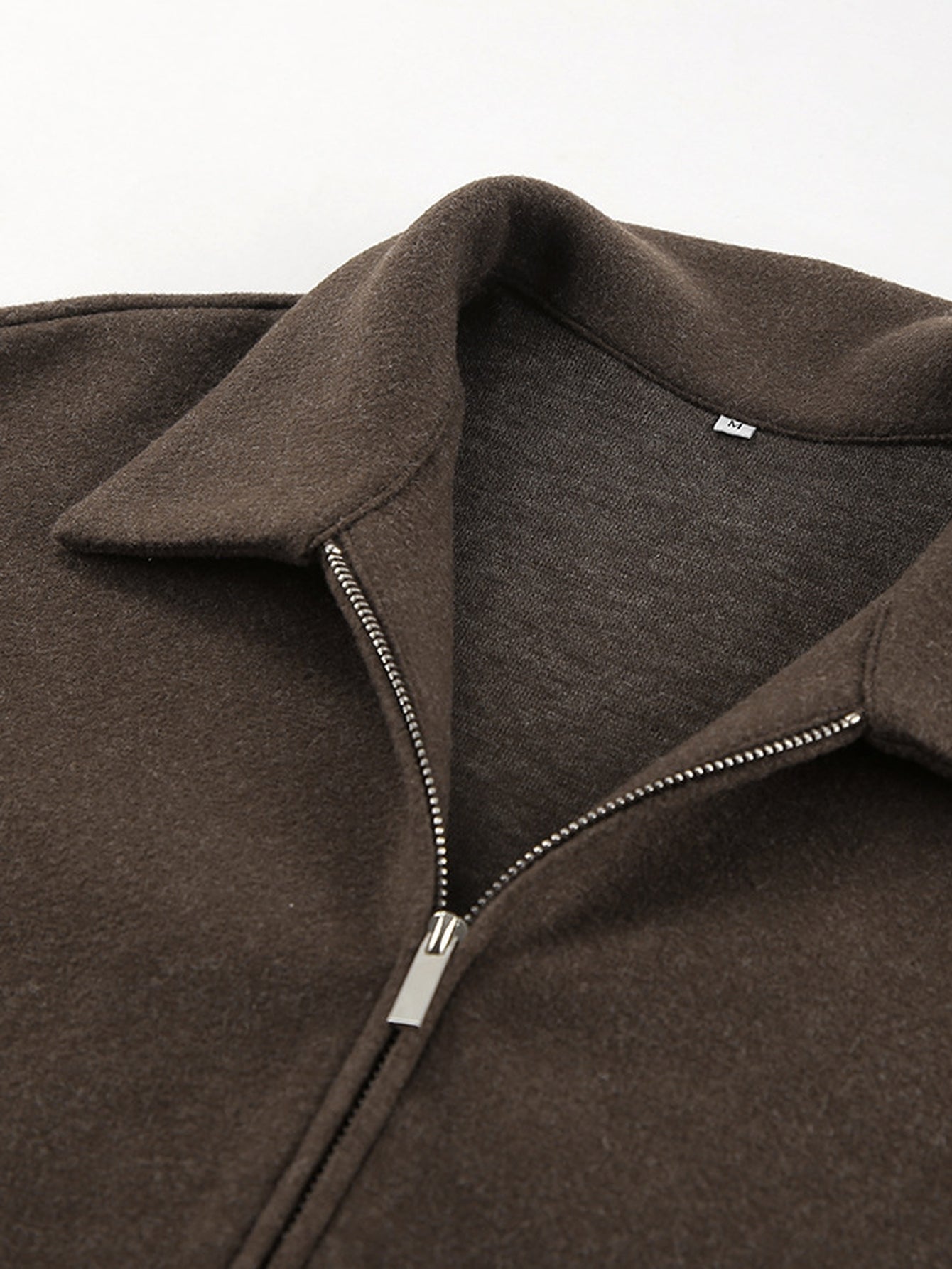 Cropped Minimalist Brown Wool Jacket