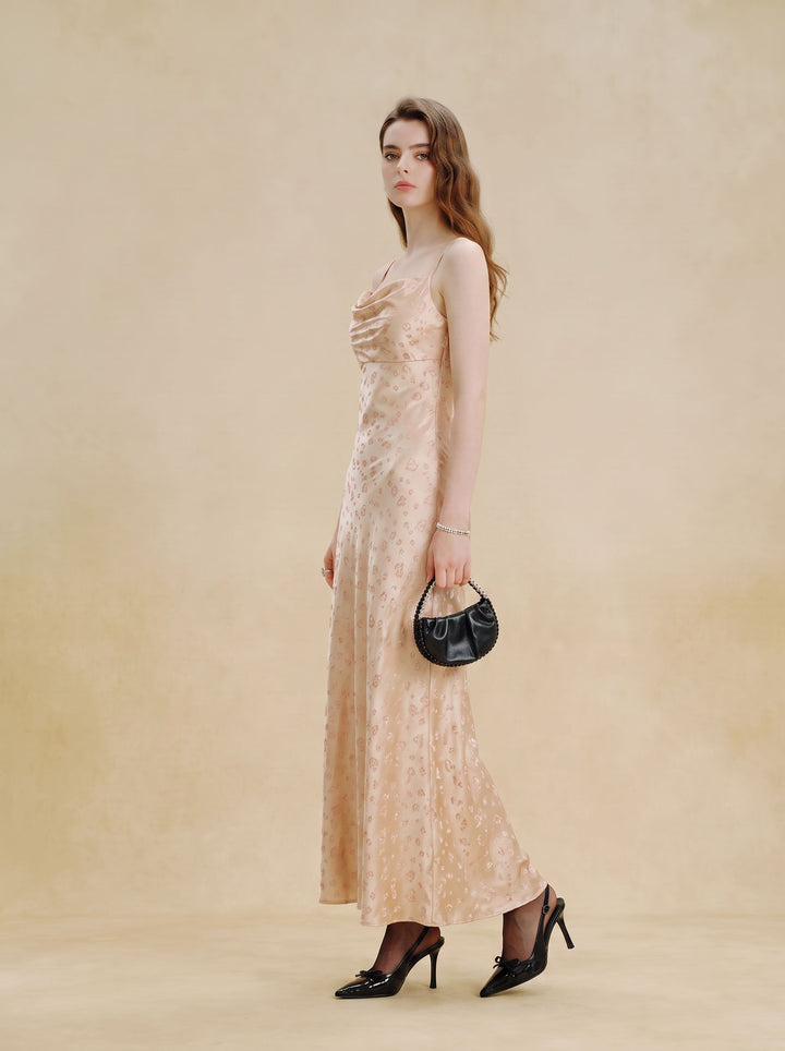 Satin Cowl Neck Midi Dress