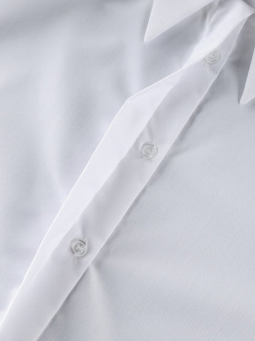 Padded Shoulder Oversized Button Down Shirt