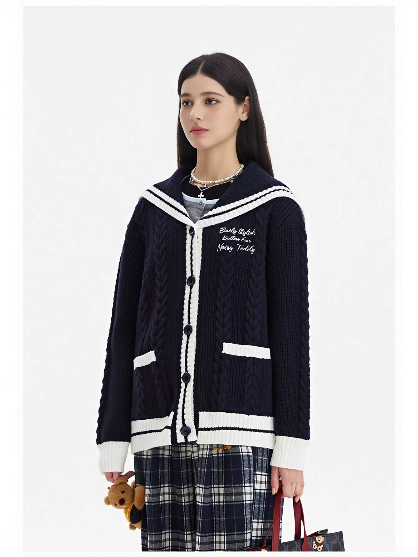 Cute Teddy Bear Sailor Cardigan