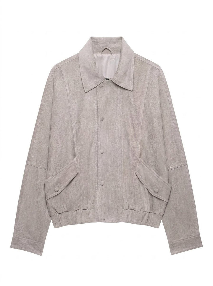 Oversized Suede Zip Up Jacket