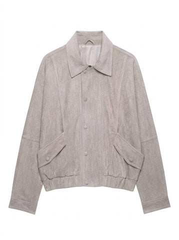 Oversized Suede Zip Up Jacket