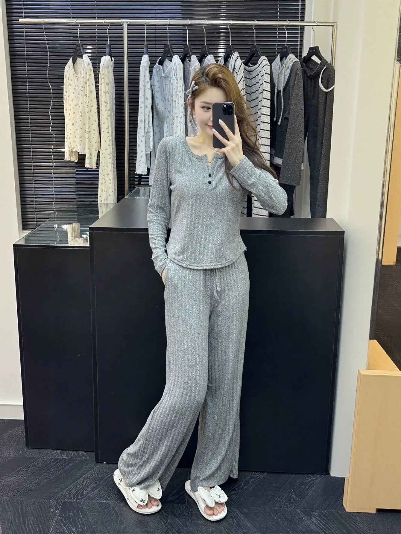 Soft Ribbed Knit Loungewear Set
