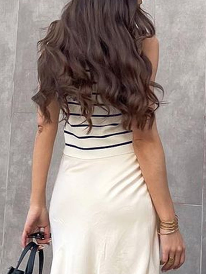 Striped V Neck Button Down Sweater Vest