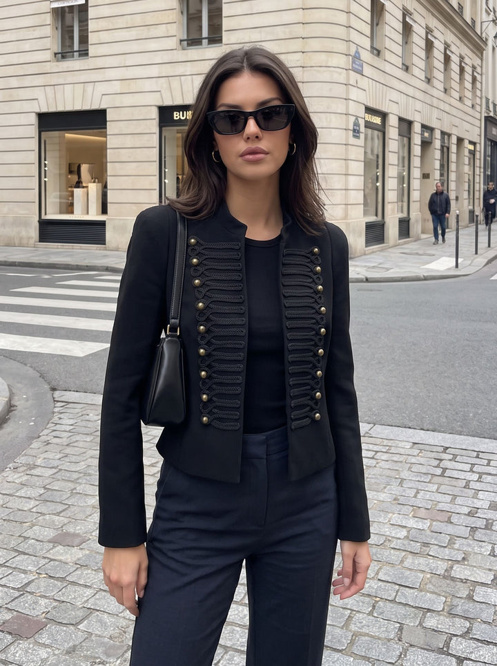 Elegant Military Inspired Cropped Jacket