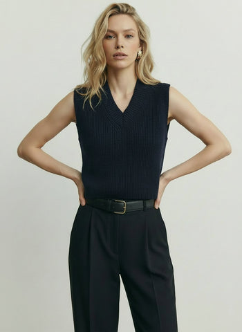 V Neck Sleeveless Knit Cropped Versatile Vest