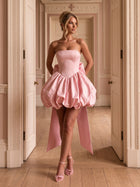Strapless Bow Back Bubble Mini Dress