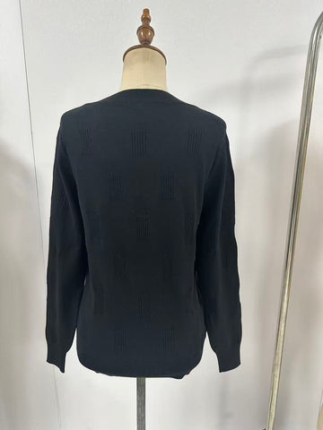 Textured V Neck Knit Pullover Sweater