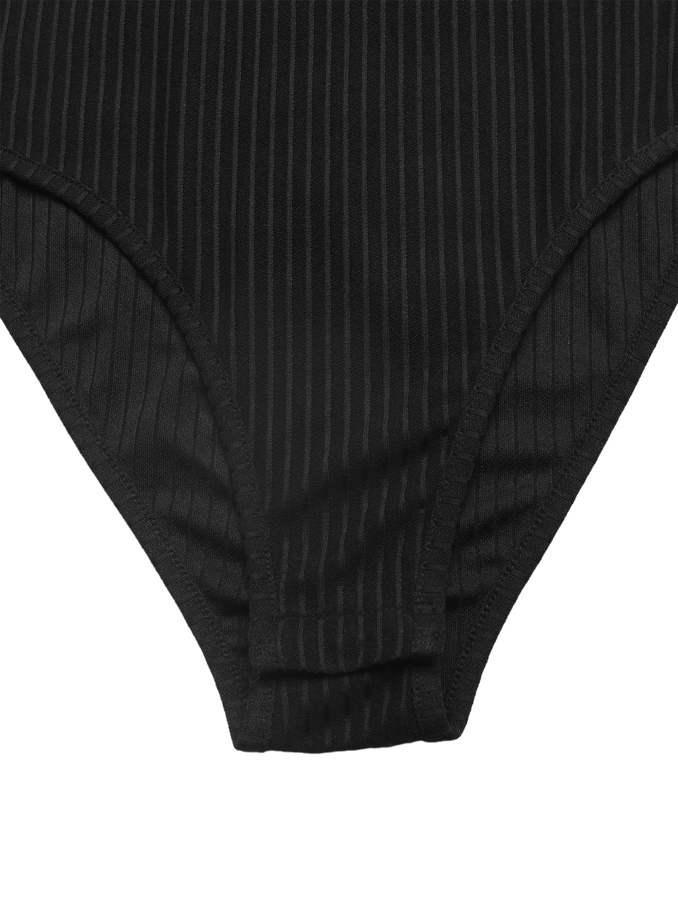 V-Neck Leopard Trim Ribbed Knit Sexy Bodysuit