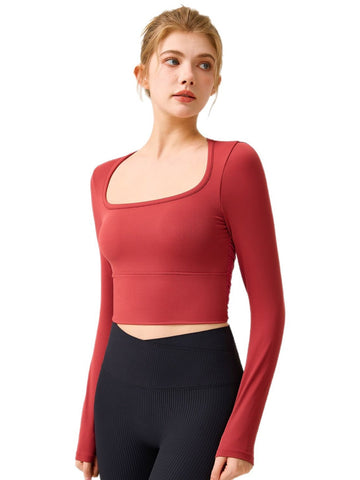 Open Back Ruched Long Sleeve Tee