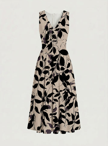 CORINNE
Floral Print V Neck A Line Midi Dress