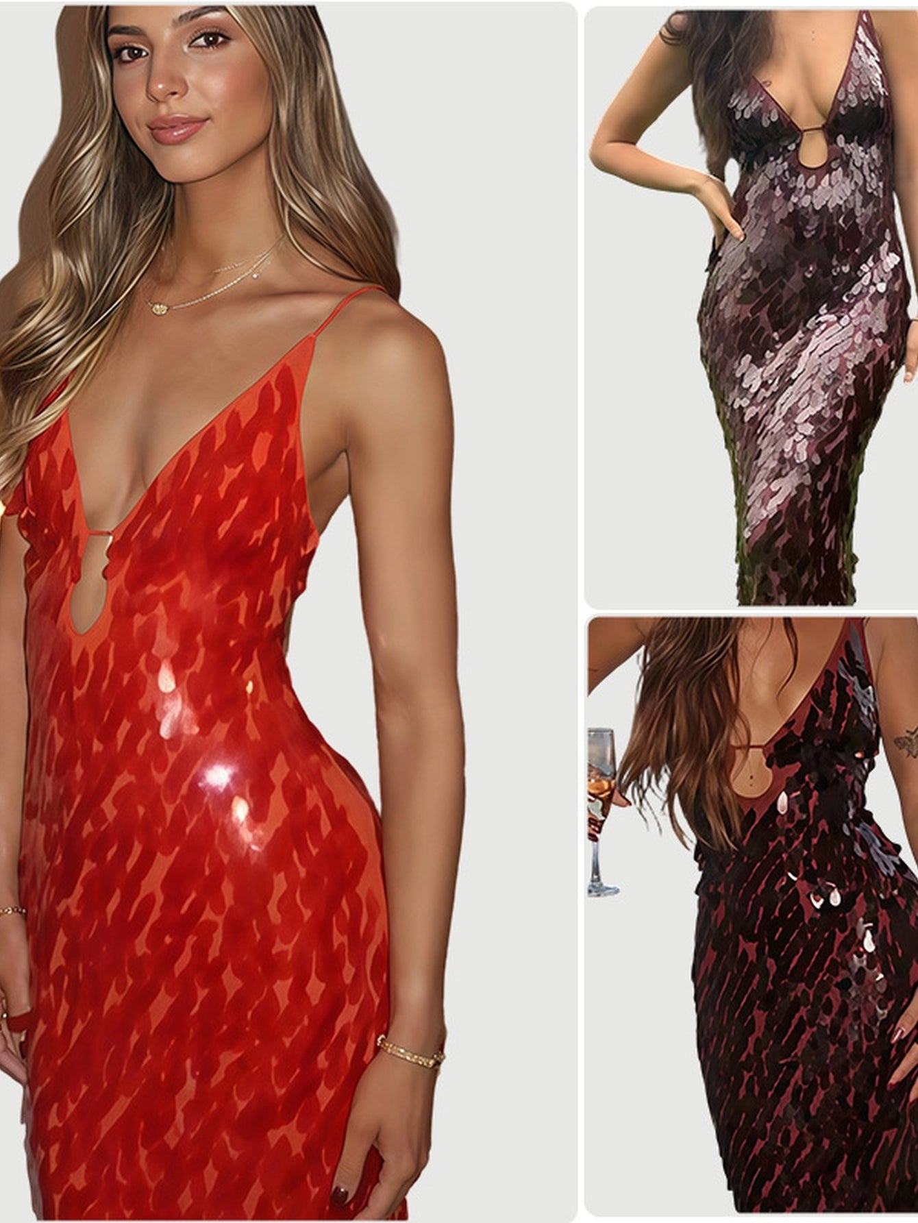 Sexy Plunge Animal Print Knit Dress