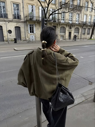 Oversized Suede Bubble Hem Jacket