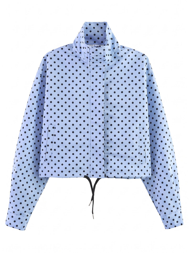 Polka Dot Cropped Drawstring Jacket