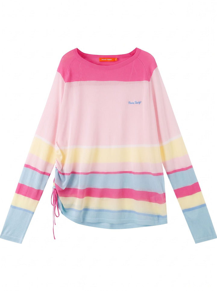 Striped Drawstring Side Knit Sweater
