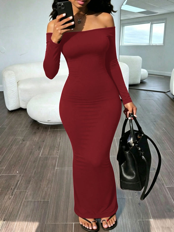 Off Shoulder Bodycon Maxi Dress