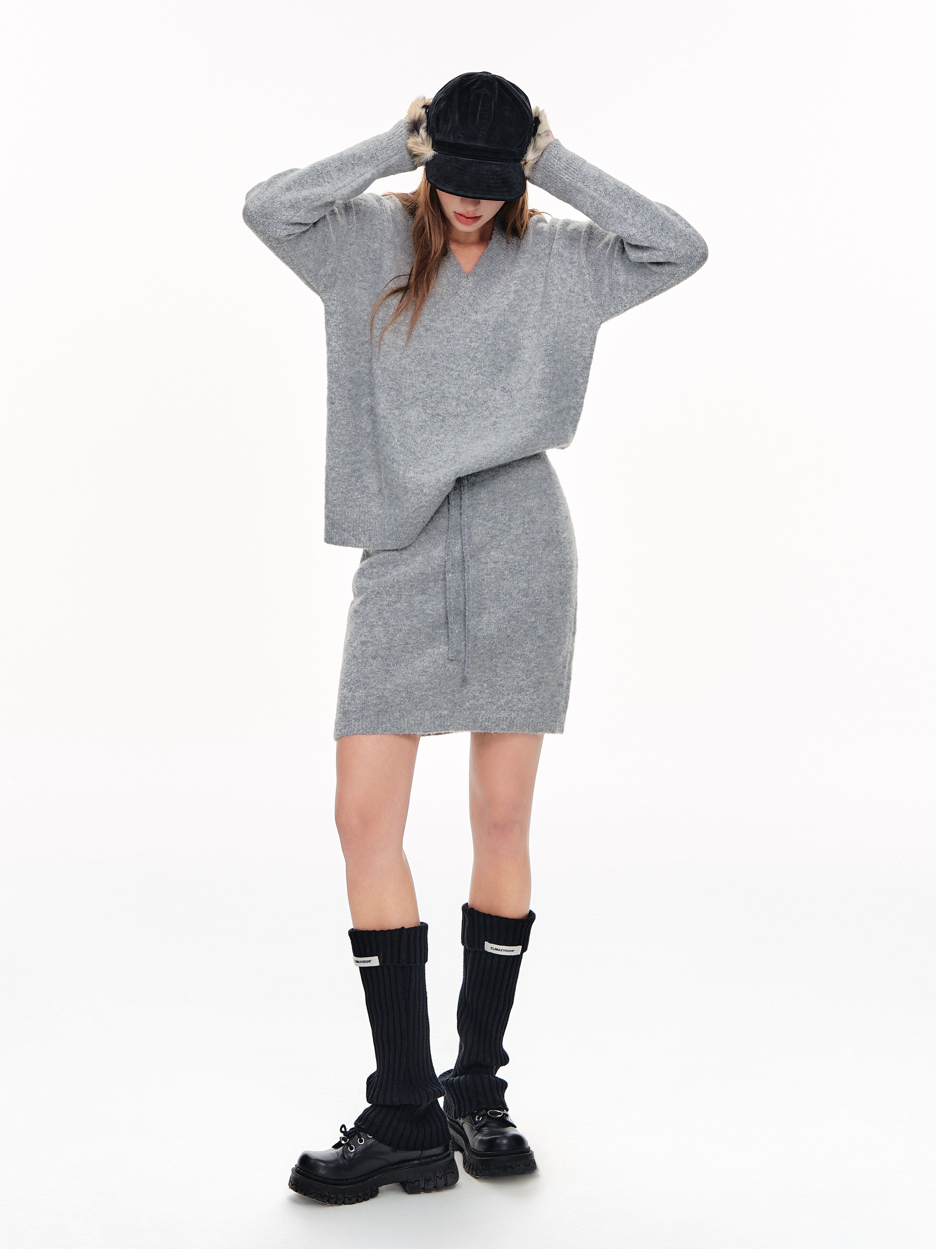 Cozy V Neck Knit Casual Sweater
