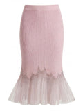 Shimmering Pleated Knit Mermaid Skirt