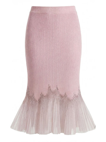 Shimmering Pleated Knit Mermaid Skirt
