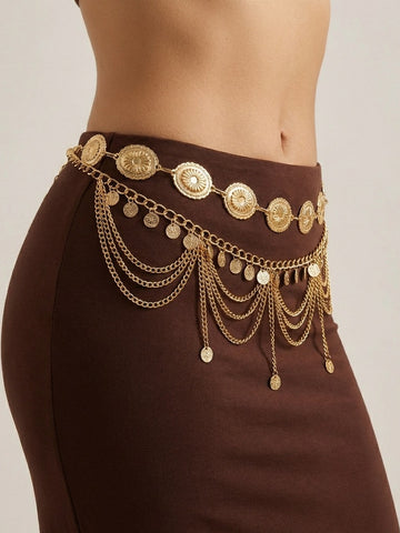 Boho Layered Coin Waist Belt