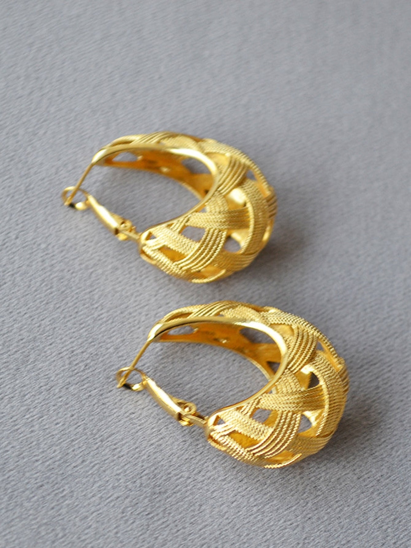 Textured Gold Woven Hoop Earrings