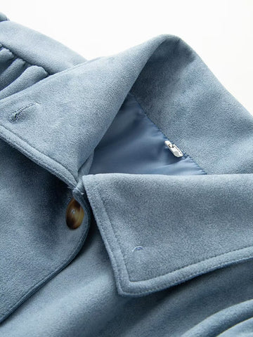 Puff Sleeve Drawstring Waist Trench Coat