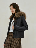 Detachable Faux Fur Trim Wool Cardigan