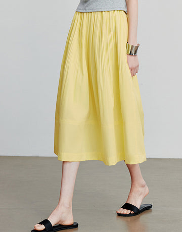 High-Waisted A-Line Minimalist Midi Skirt