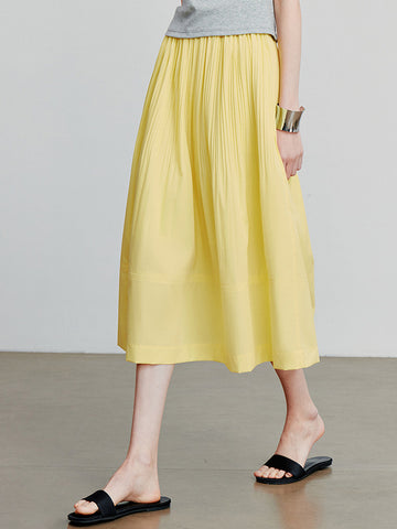 High-Waisted A-Line Minimalist Midi Skirt