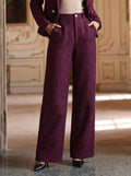 Elegant Tweed High Waisted Wide Pants