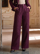 Elegant Tweed High Waisted Wide Pants