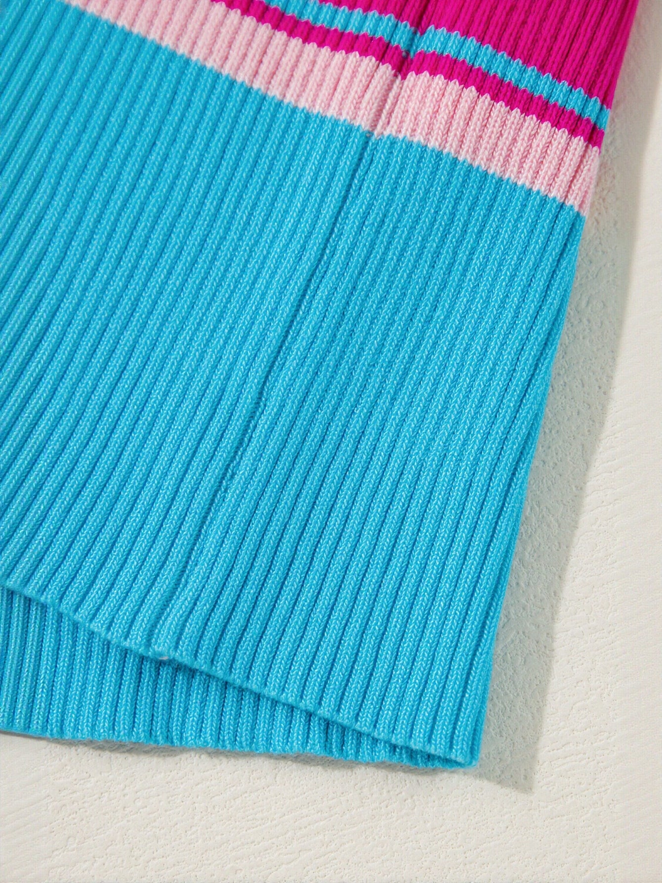 Striped Ribbed Short Sleeve Knit Sweater
